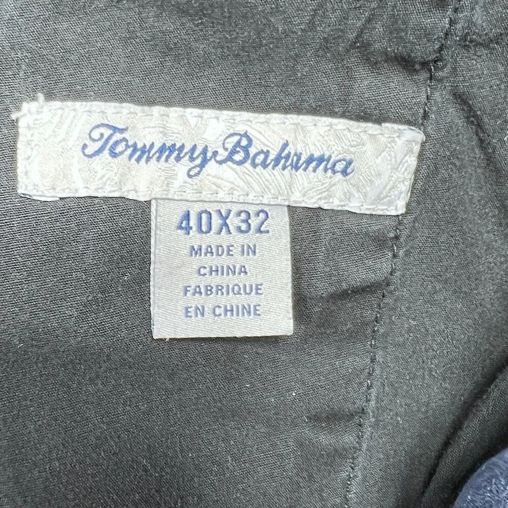 Tommy Bahama Pants Mens SZ 40 Blue Cotton Tencel Stretch Flat Front Chino Pants